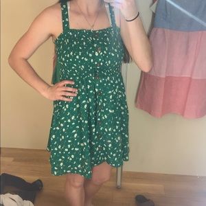 smocked top green sundress